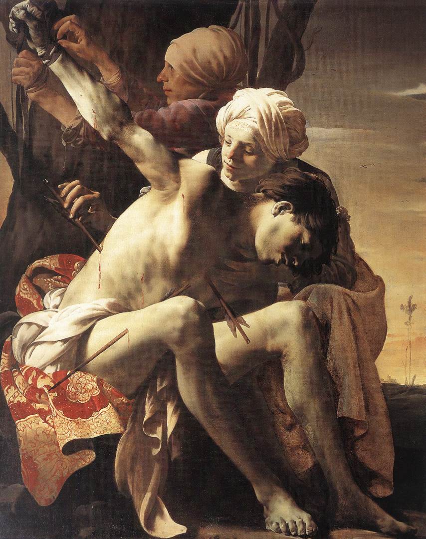 St Sebastian Tended by Irene and her Maid rt